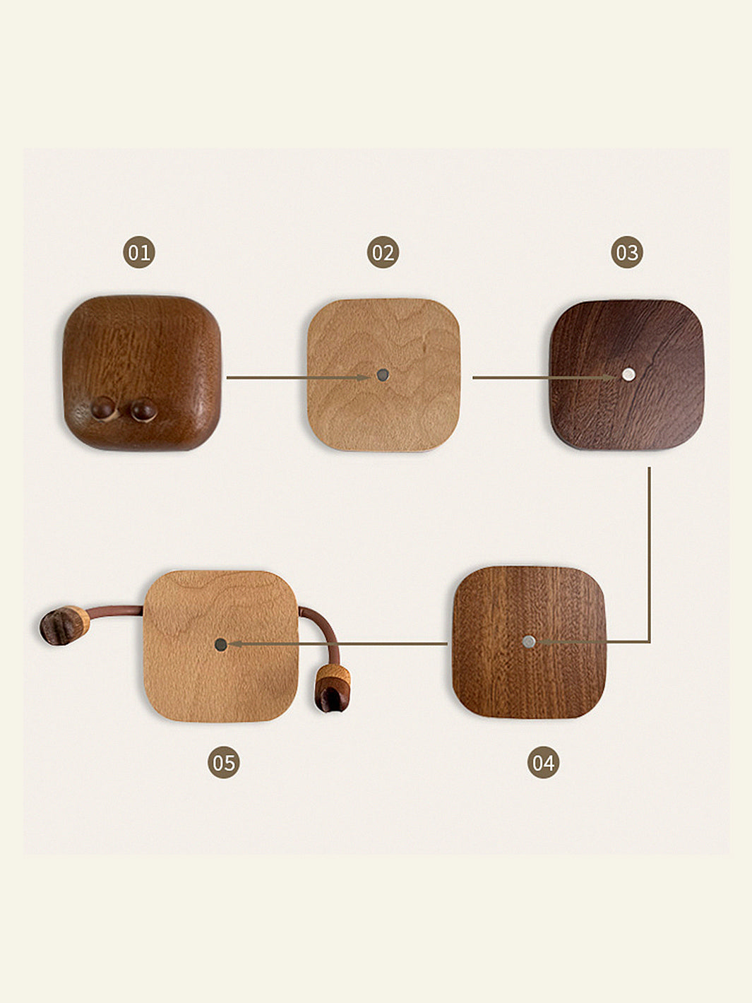 Crab Wooden Coaster Set with Holder – Handmade Table Decor