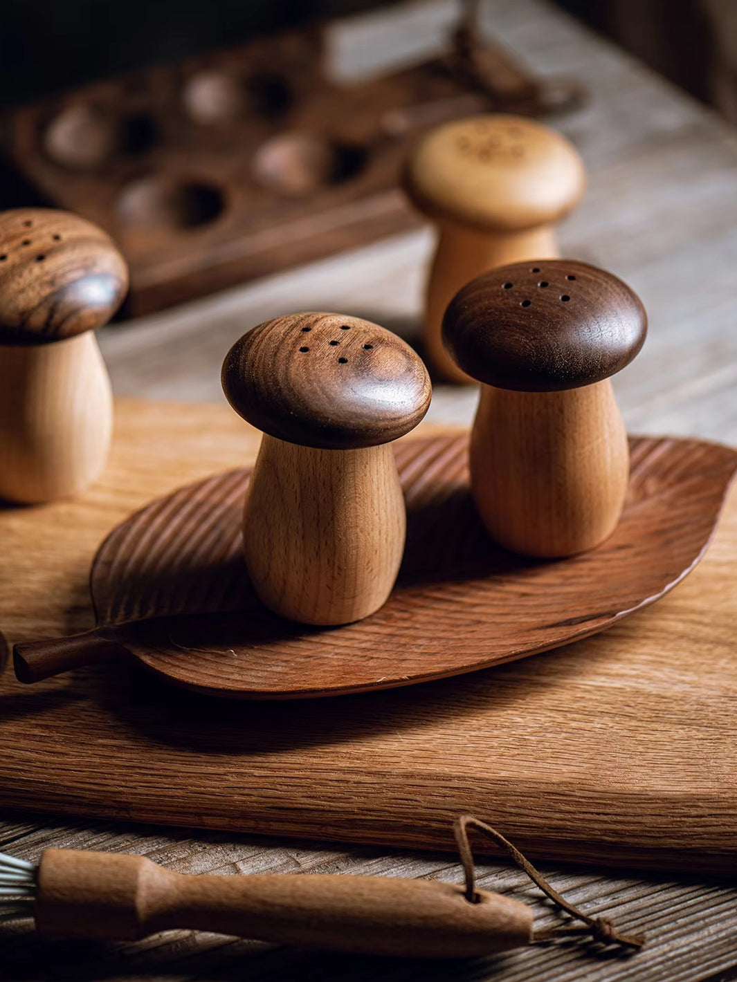Mushroom Toothpick Holder – Solid Walnut Wood