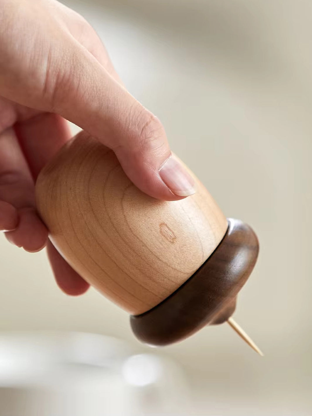 Wooden Acorn Toothpick Holder – Natural Table Accent