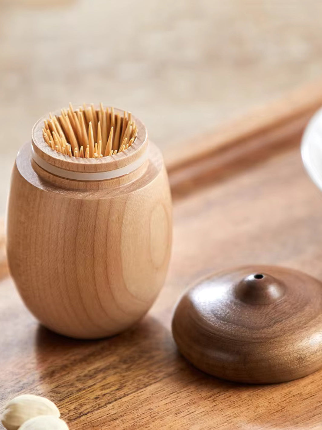 Wooden Acorn Toothpick Holder – Natural Table Accent