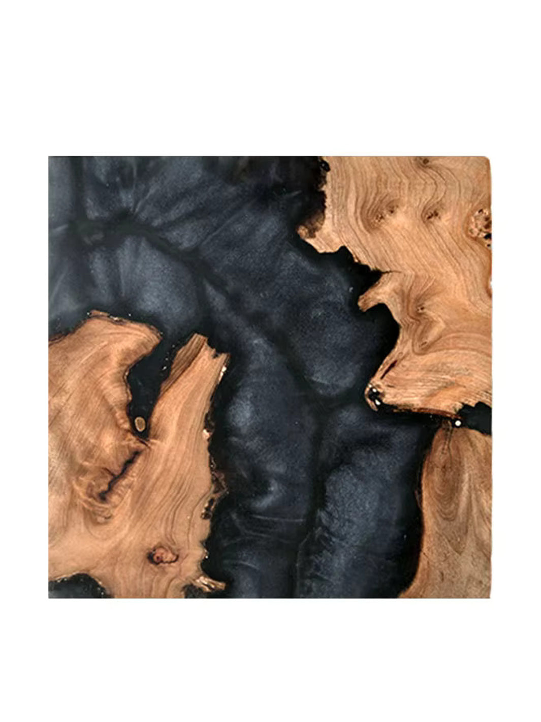 Handmade Black Epoxy Resin & Wood Square Coaster Set