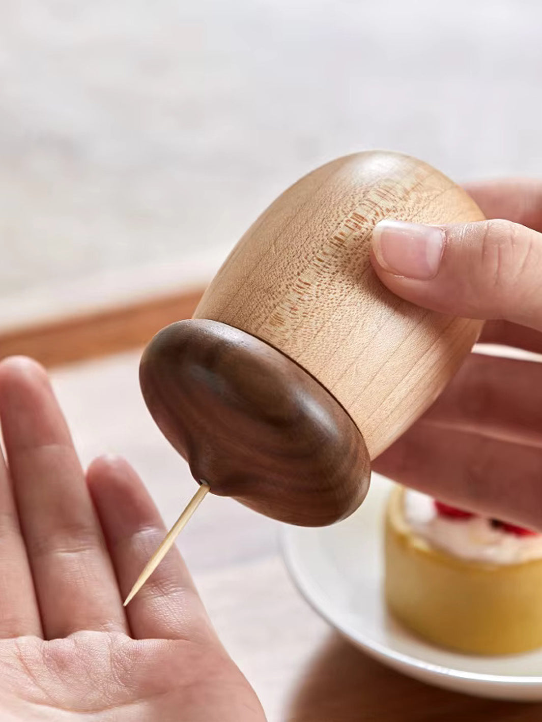 Wooden Acorn Toothpick Holder – Natural Table Accent